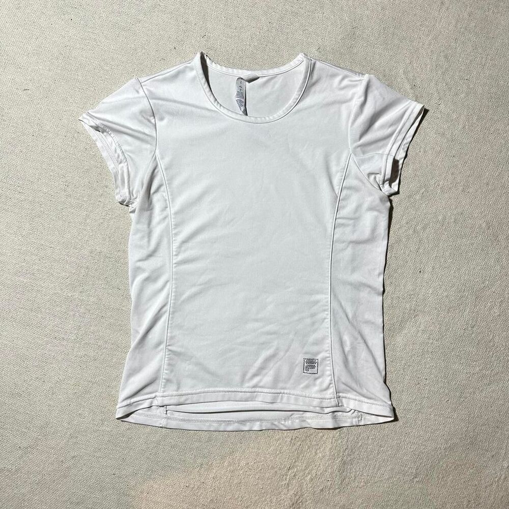 Fila Women's Small White Athletic Fitted Top with Rhinestone Logo